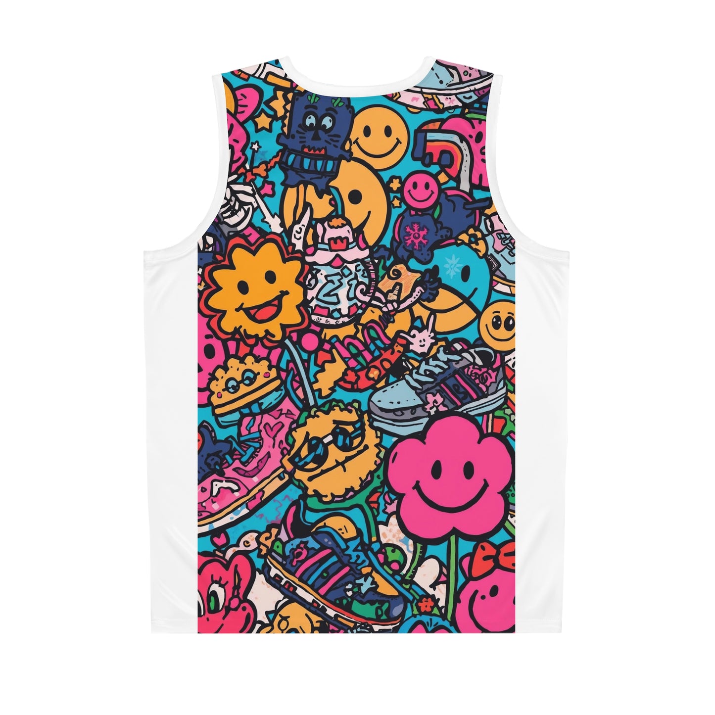 Vibrant Graphic Basketball Jersey, Colorful AOP Sportswear for Men, Trendy Summer Outfit, Fun Gift for Athletes, Unique Streetwear