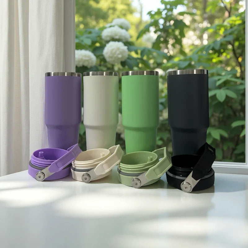30 oz Vacuum Thermos Cup with Treatment Double Layer Thermos Cup Stainless Steel Sports Water Bottle Hot and Cold Drinks