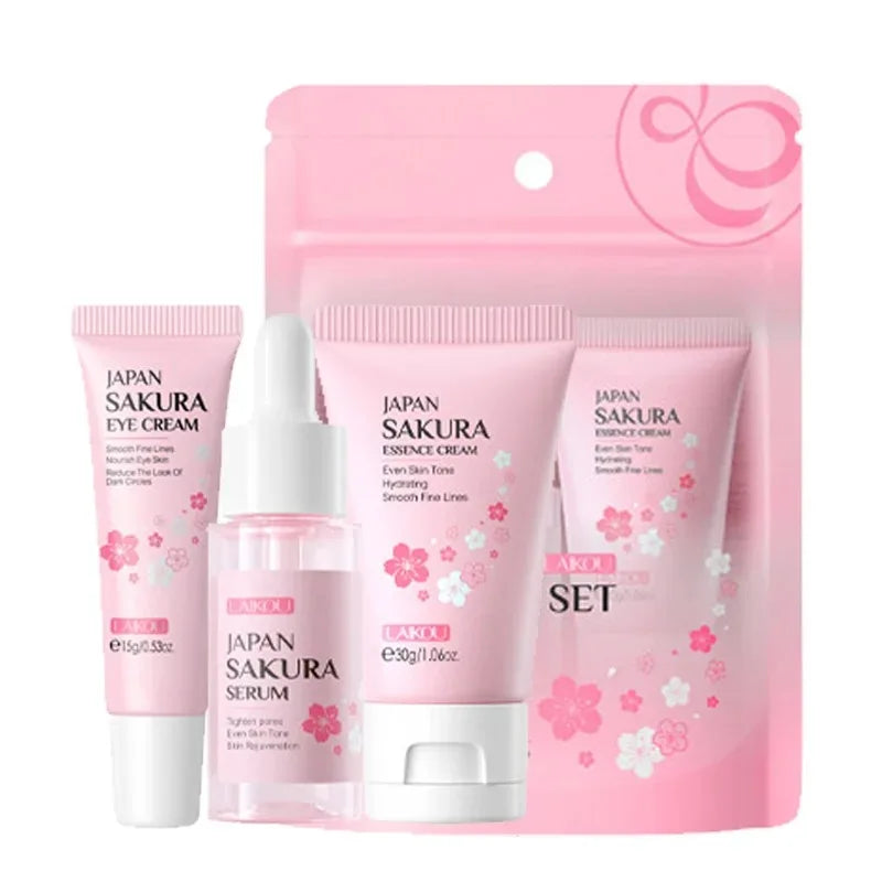LAIKOU 3pcs Vitamin C Sakura Snail Essence Skincare Set