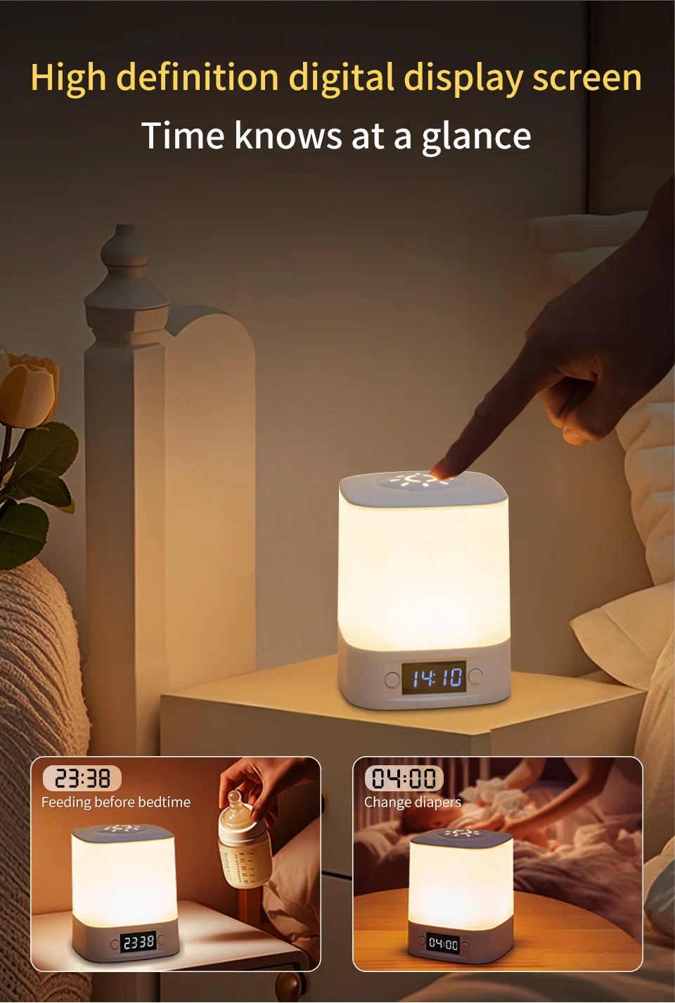 LED Night Lamp with Clock Display