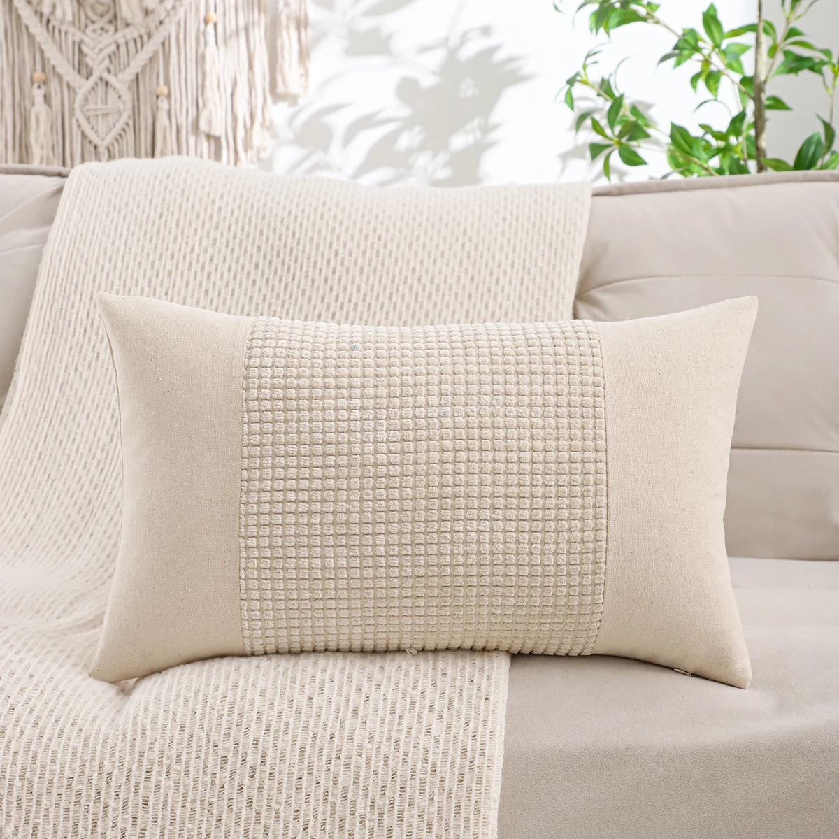 Canvas Jacquard Throw Pillow Cover