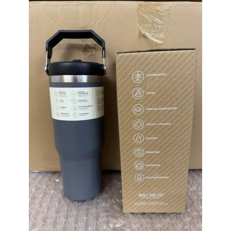 30 oz Vacuum Thermos Cup with Treatment Double Layer Thermos Cup Stainless Steel Sports Water Bottle Hot and Cold Drinks