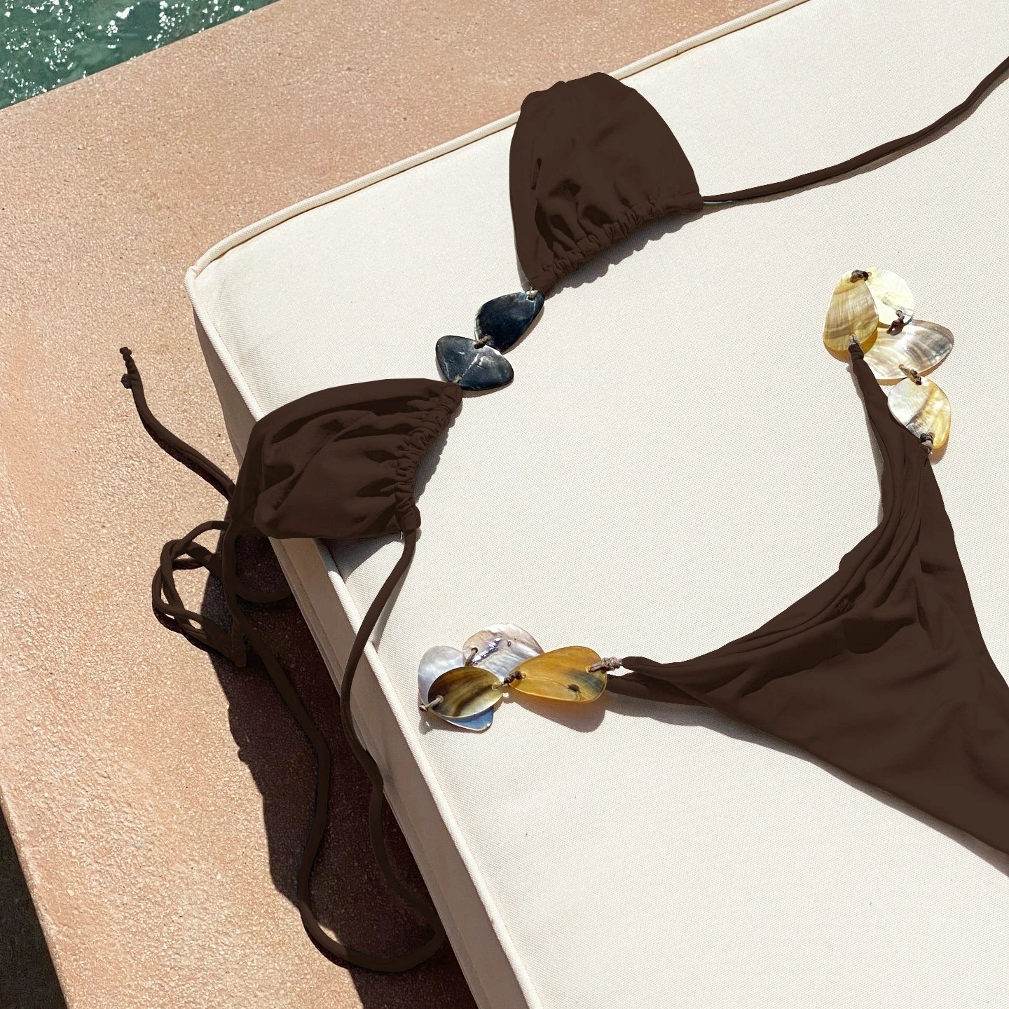 Sexy Shiny Button Bandeau Bikini