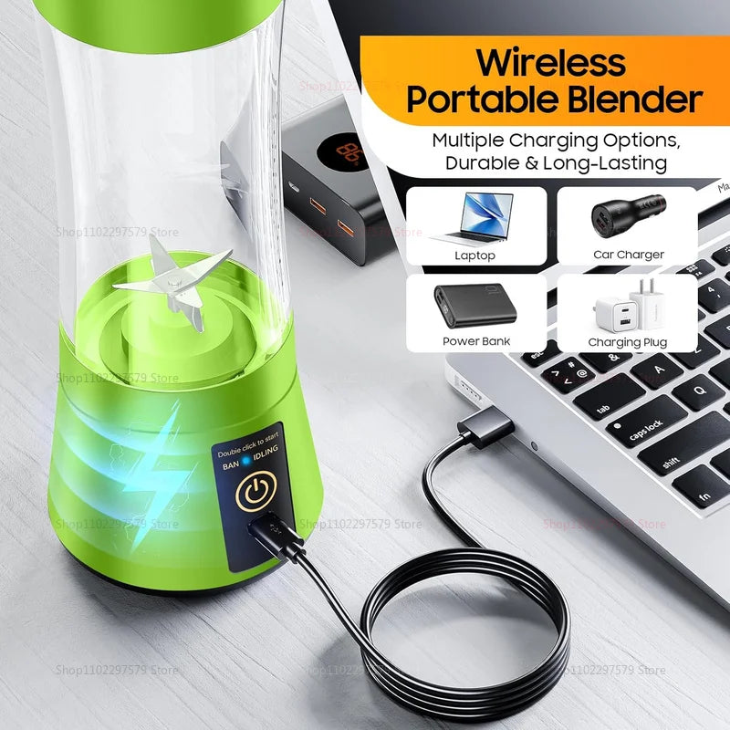 380ml Portable Electric Juicer Blender – Compact & Rechargeable