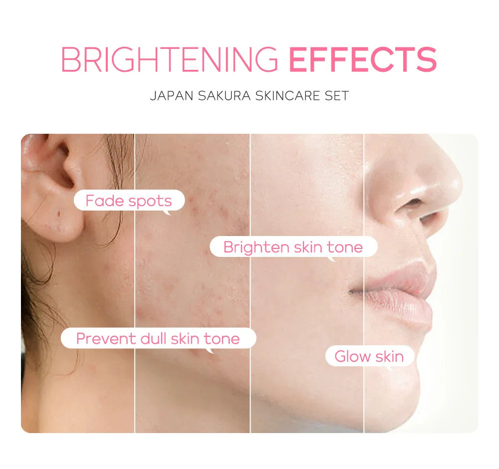 LAIKOU 3pcs Vitamin C Sakura Snail Essence Skincare Set