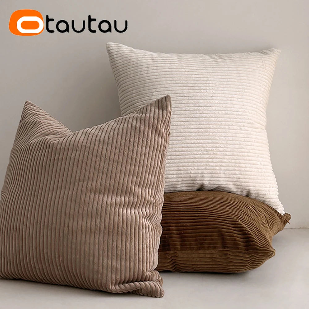 Cotton Corduroy Throw Pillow Cover by OTAUTAU