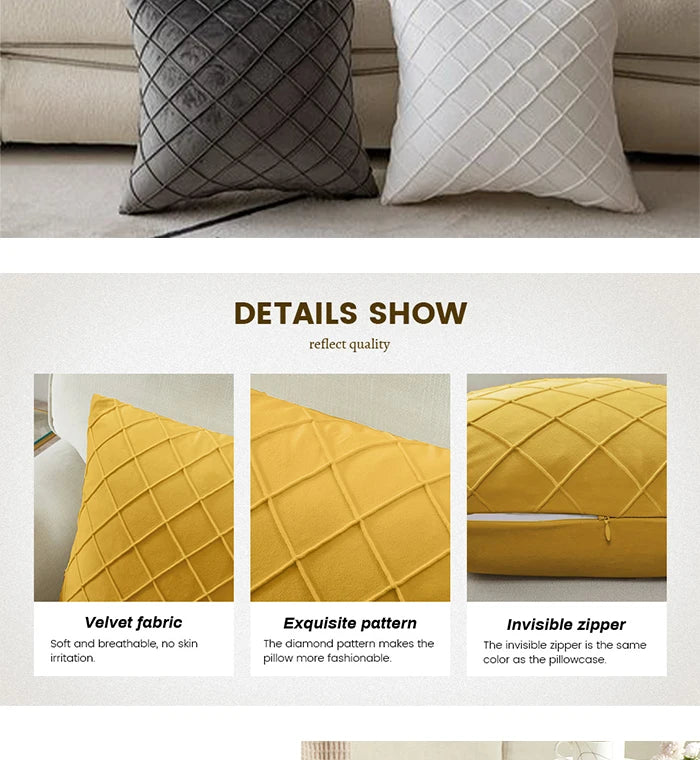 Velvet Cushion Covers – Dark Gray Plaid