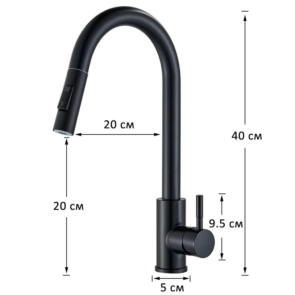 Black Pull-Out Kitchen Sink Faucet – Dual Function Hot & Cold