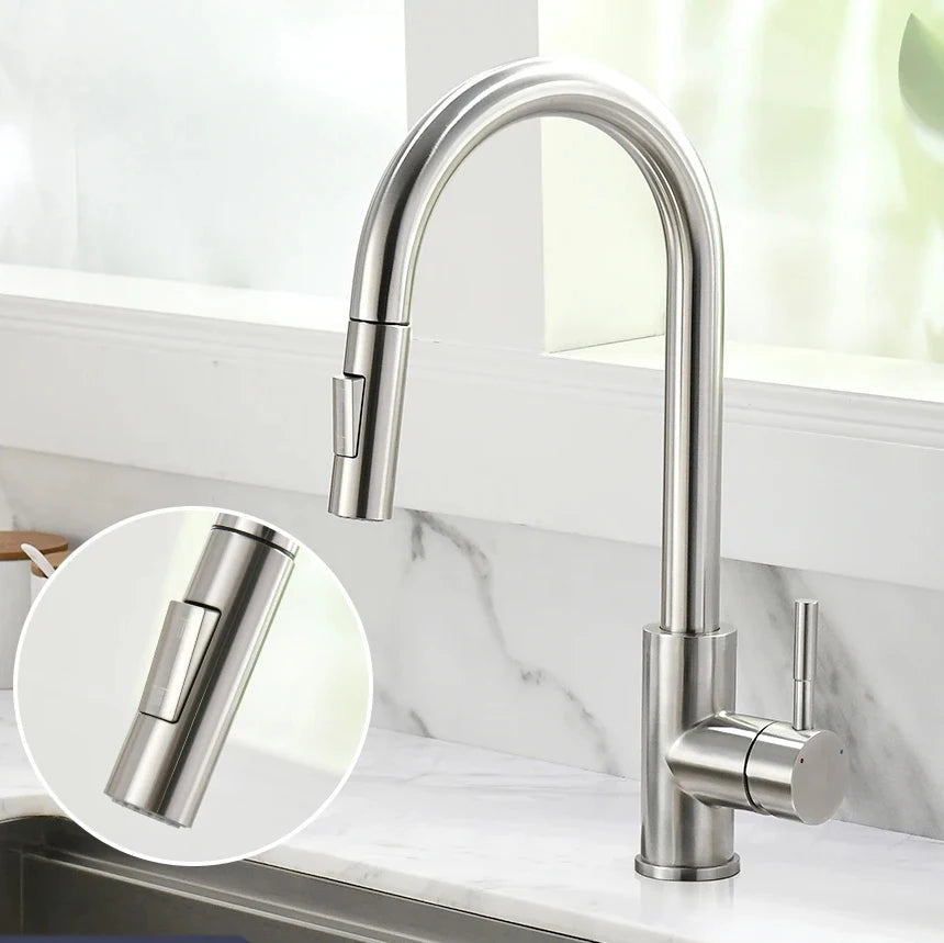 Black Pull-Out Kitchen Sink Faucet – Dual Function Hot & Cold