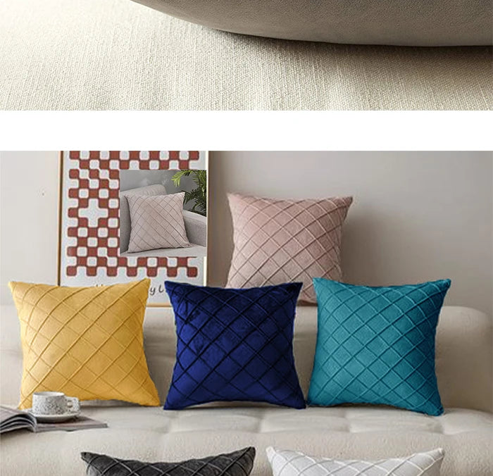 Velvet Cushion Covers – Dark Gray Plaid
