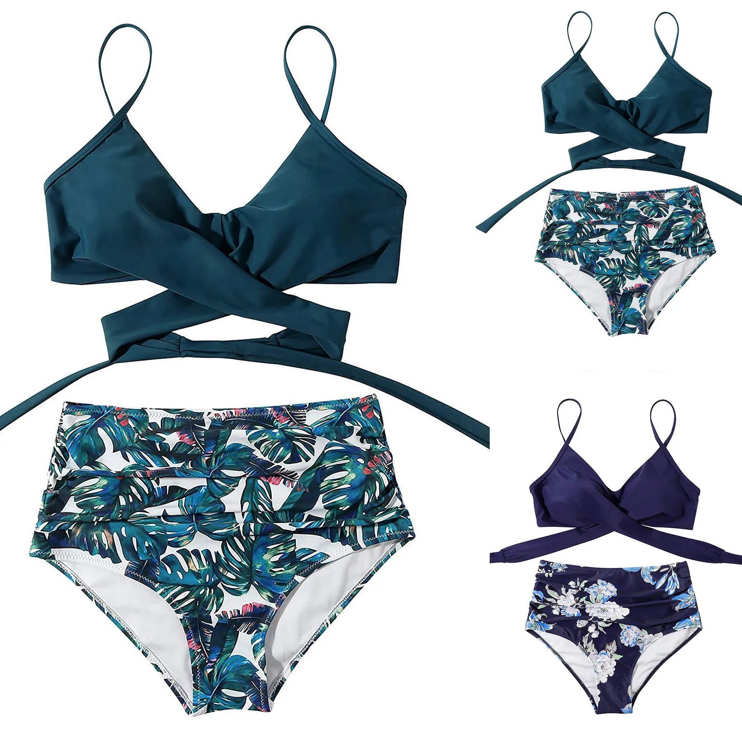 Floral Printed High-Waisted Bikini