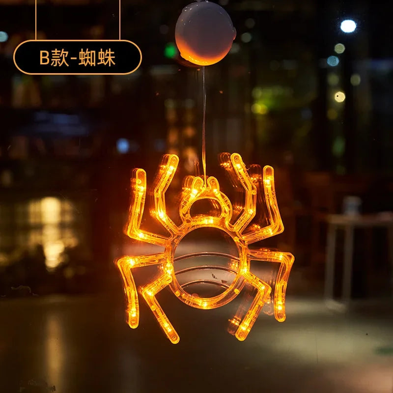 Halloween Pumpkin & Ghost Window Light – Battery Operated Hanging Decor