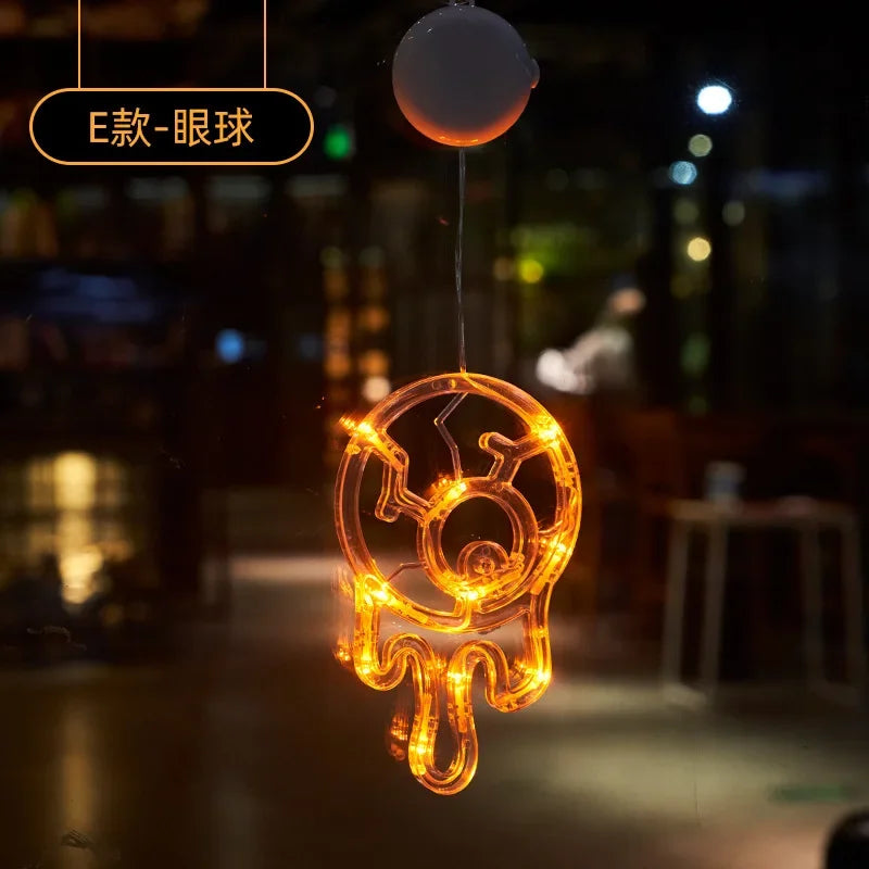 Halloween Pumpkin & Ghost Window Light – Battery Operated Hanging Decor