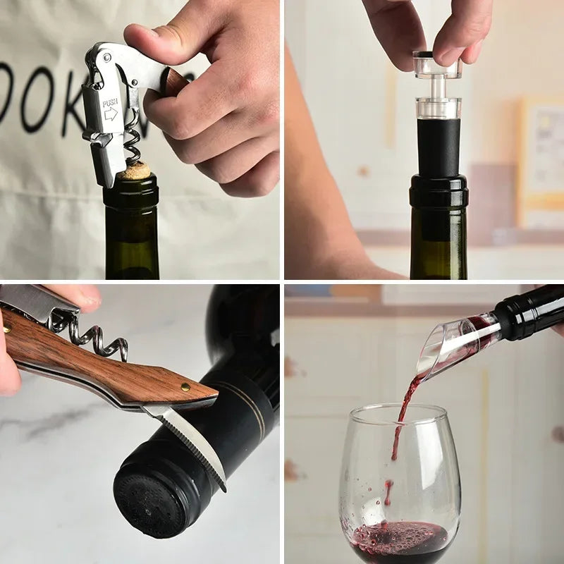 Wood Handle Corkscrew Wine Opener Gift Set