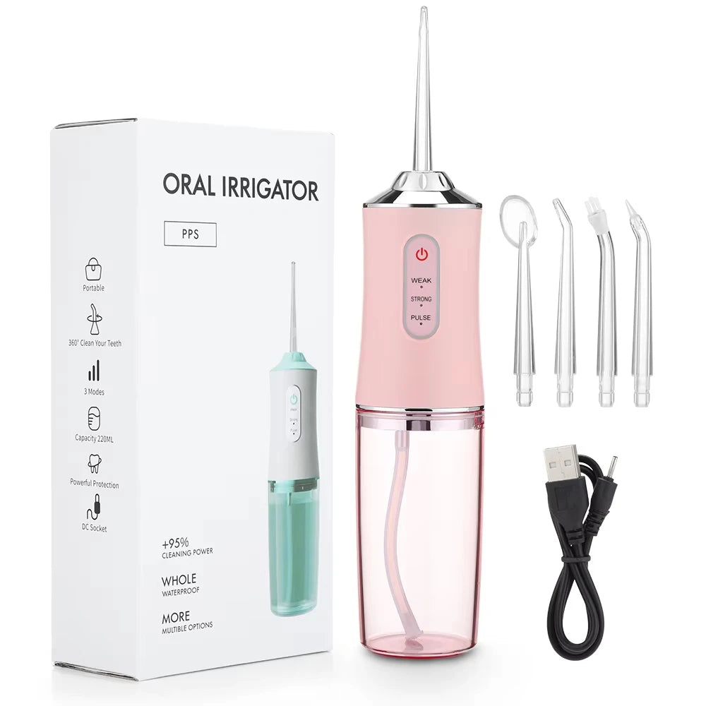 2025 Portable Water Flosser Oral Irrigator - Cordless IPX7 Waterproof Dental Jet Teeth Cleaner w/ 4 Tips, USB Rechargeable