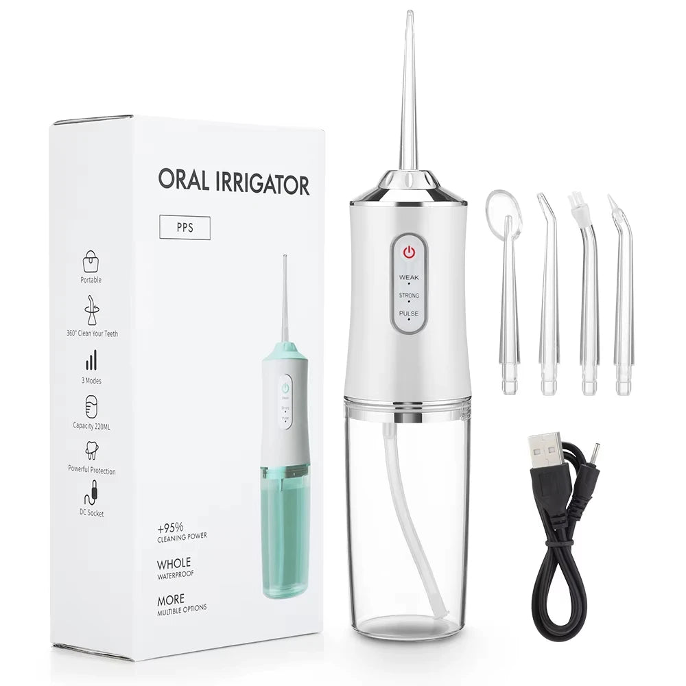 2025 Portable Water Flosser Oral Irrigator - Cordless IPX7 Waterproof Dental Jet Teeth Cleaner w/ 4 Tips, USB Rechargeable