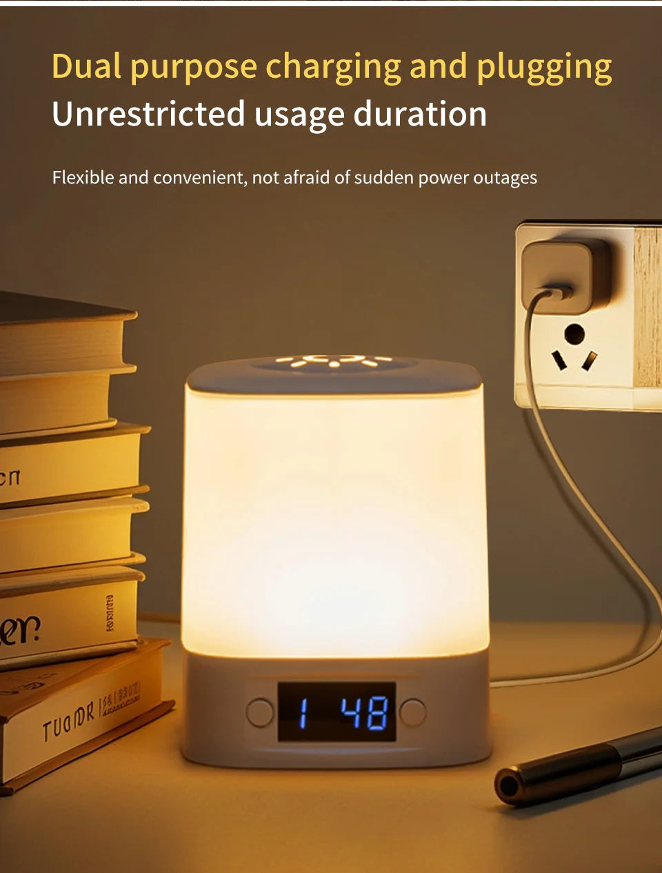LED Night Lamp with Clock Display