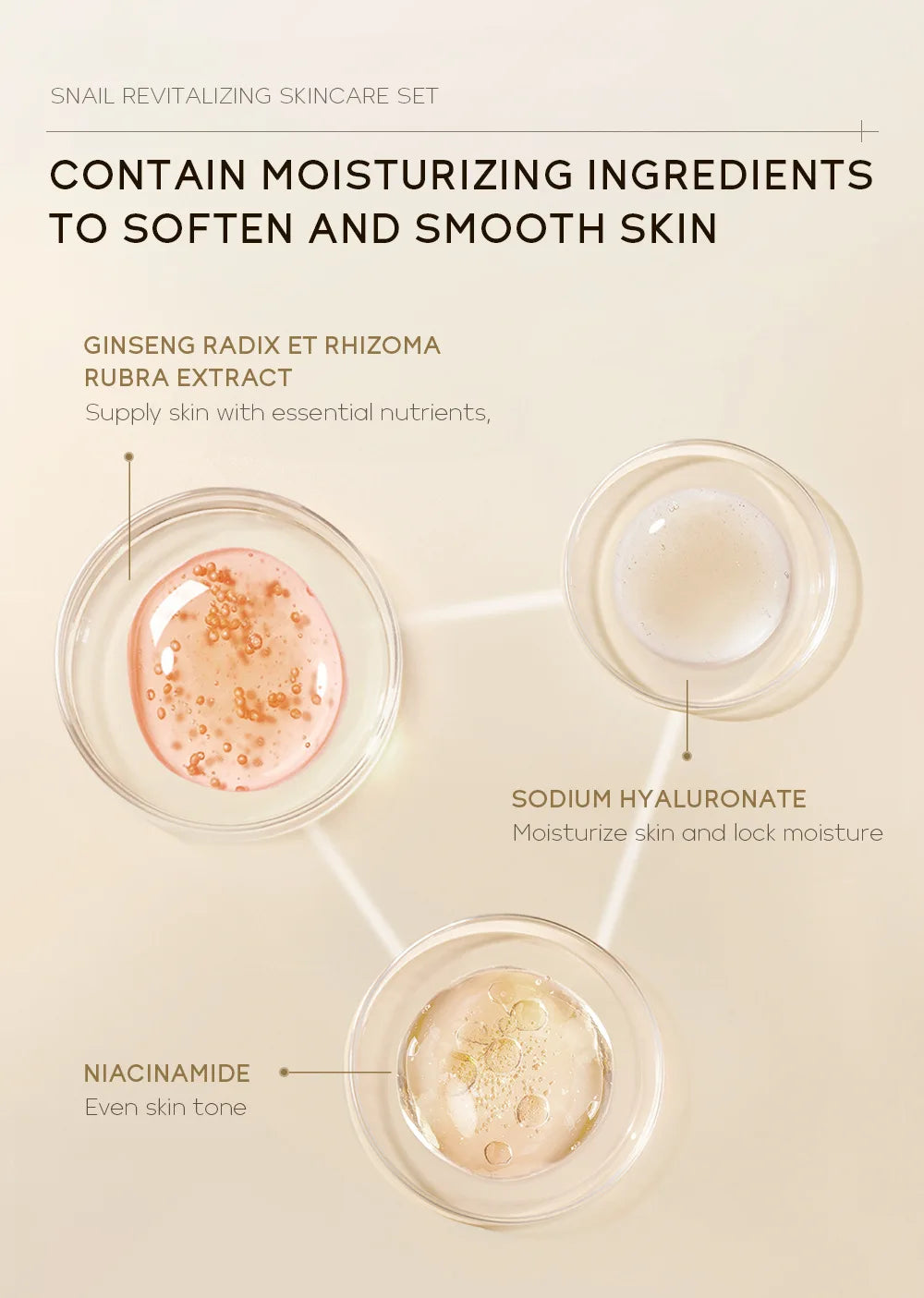 LAIKOU 3pcs Vitamin C Sakura Snail Essence Skincare Set