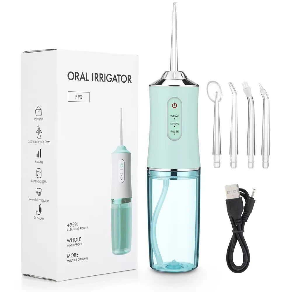 2025 Portable Water Flosser Oral Irrigator - Cordless IPX7 Waterproof Dental Jet Teeth Cleaner w/ 4 Tips, USB Rechargeable