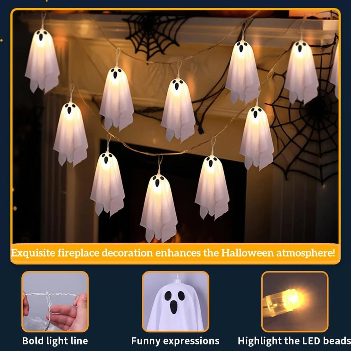 Halloween Hanging Ghost String Lights