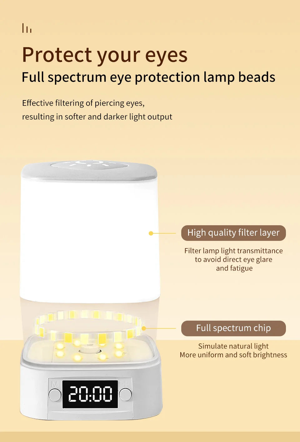 LED Night Lamp with Clock Display