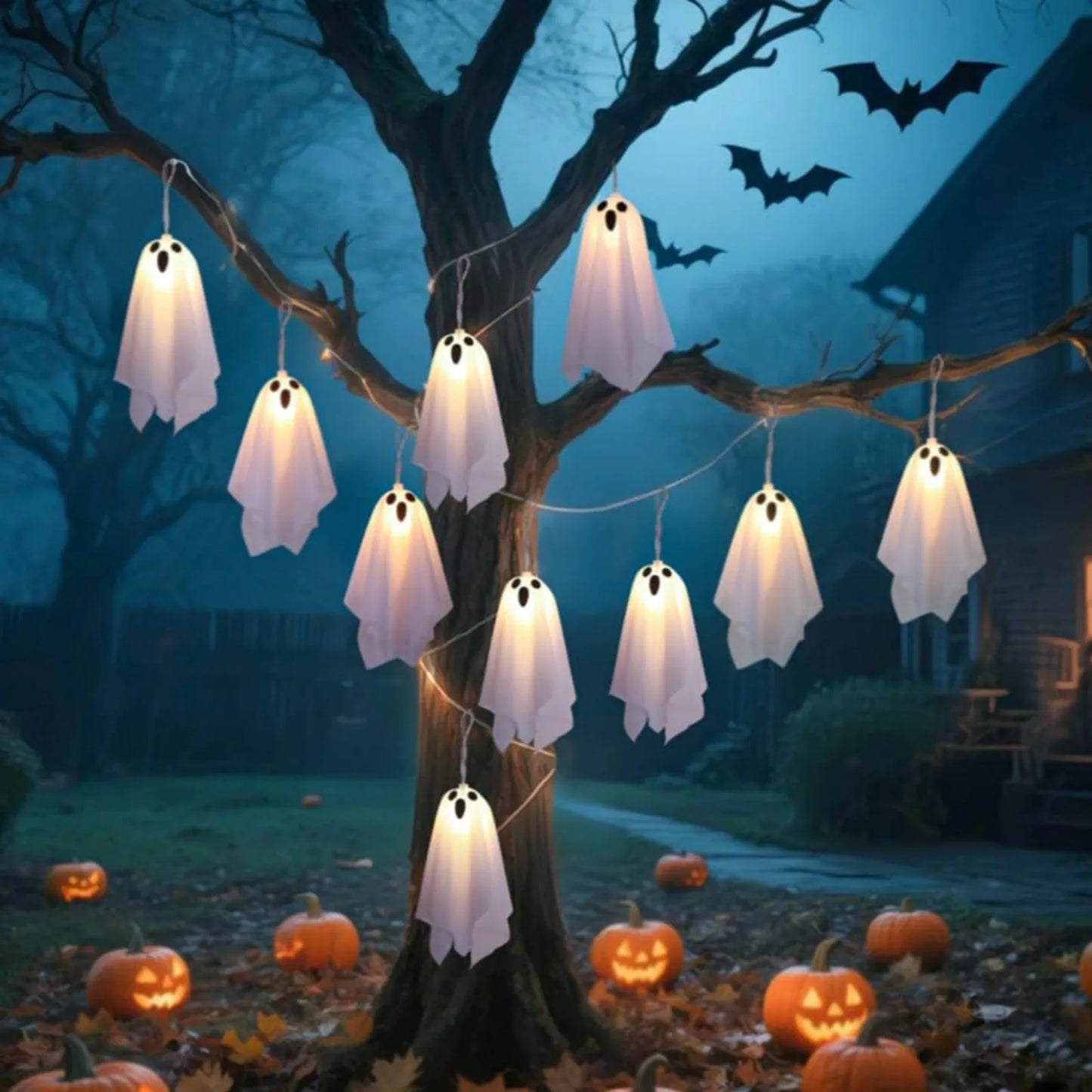 Halloween Hanging Ghost String Lights