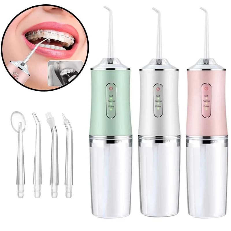 2025 Portable Water Flosser Oral Irrigator - Cordless IPX7 Waterproof Dental Jet Teeth Cleaner w/ 4 Tips, USB Rechargeable