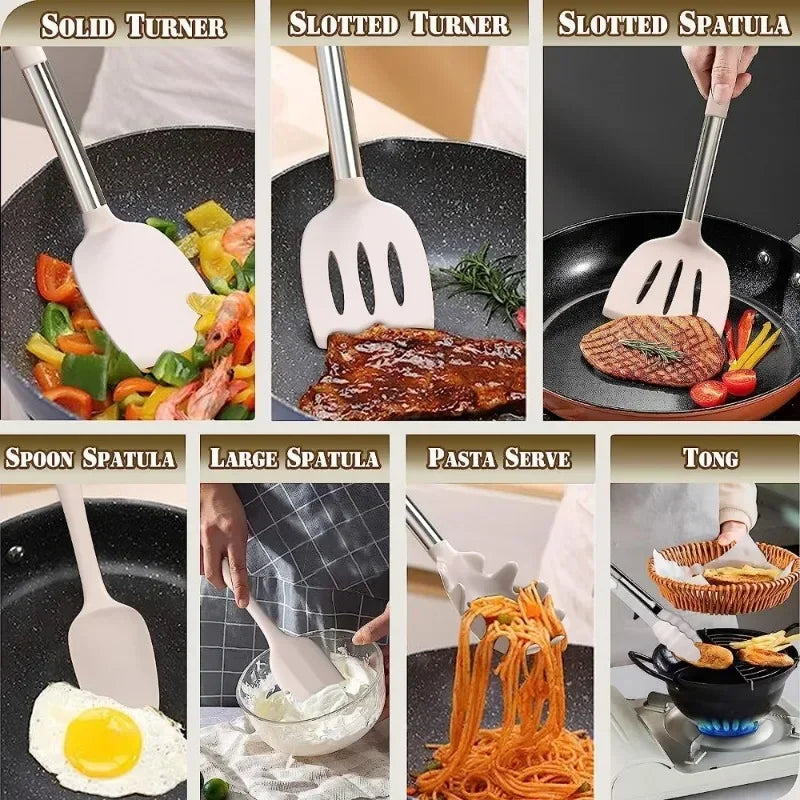 Best kitchen Cookware Set, 43 pcs Spatula Set, Non - stick Heat Resistant, Silicone Kitchen Cooking Utensil Set