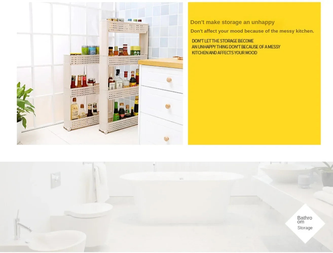 Multi-Layer Movable Storage Rack – Sleek & Space-Saving Organizer