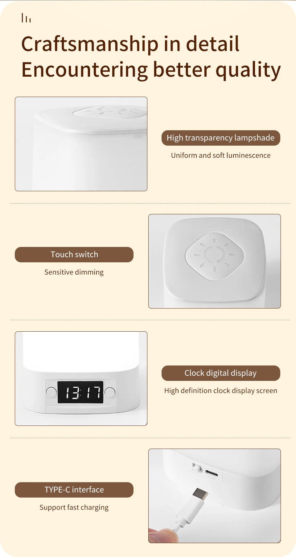 LED Night Lamp with Clock Display