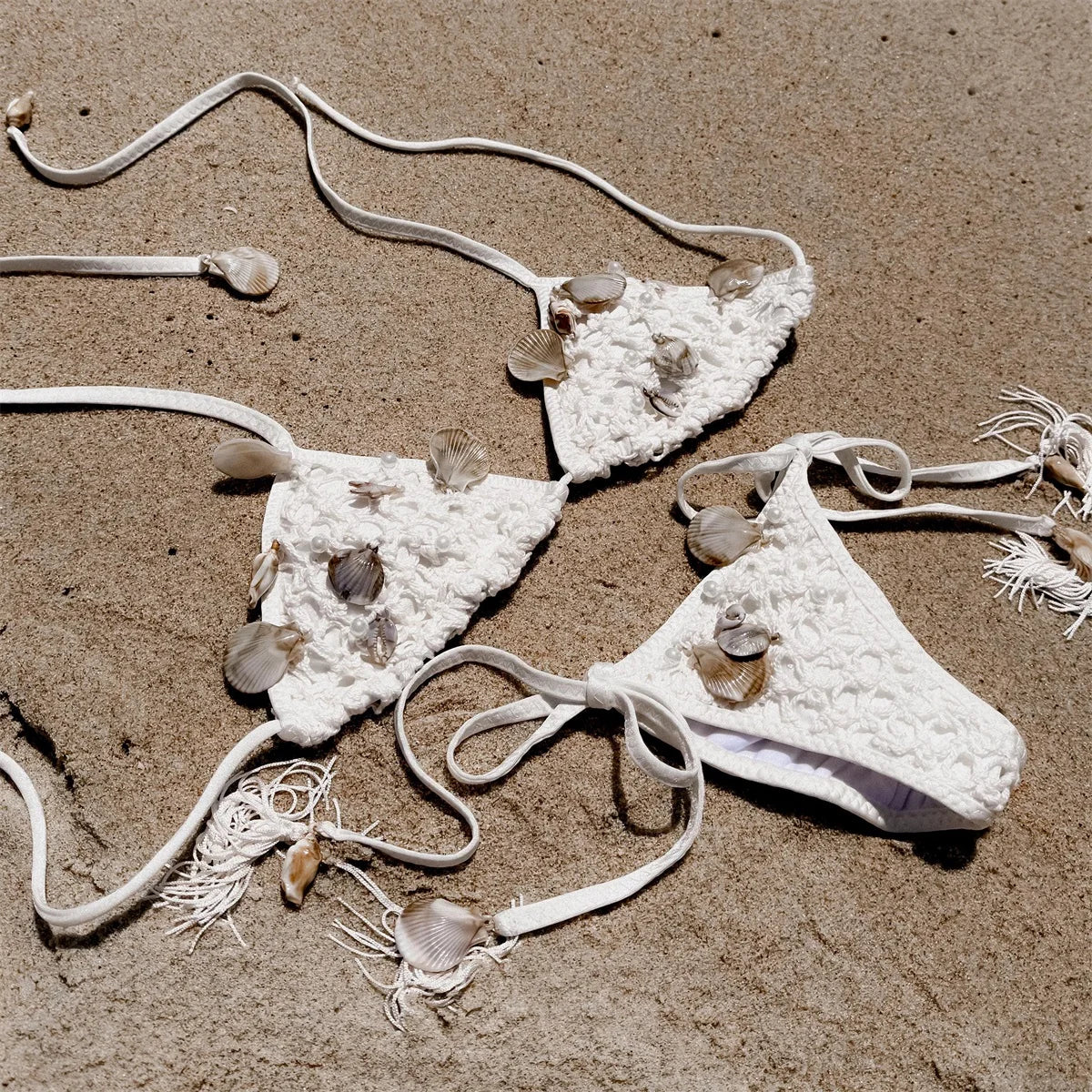 Sexy Shiny Button Bandeau Bikini
