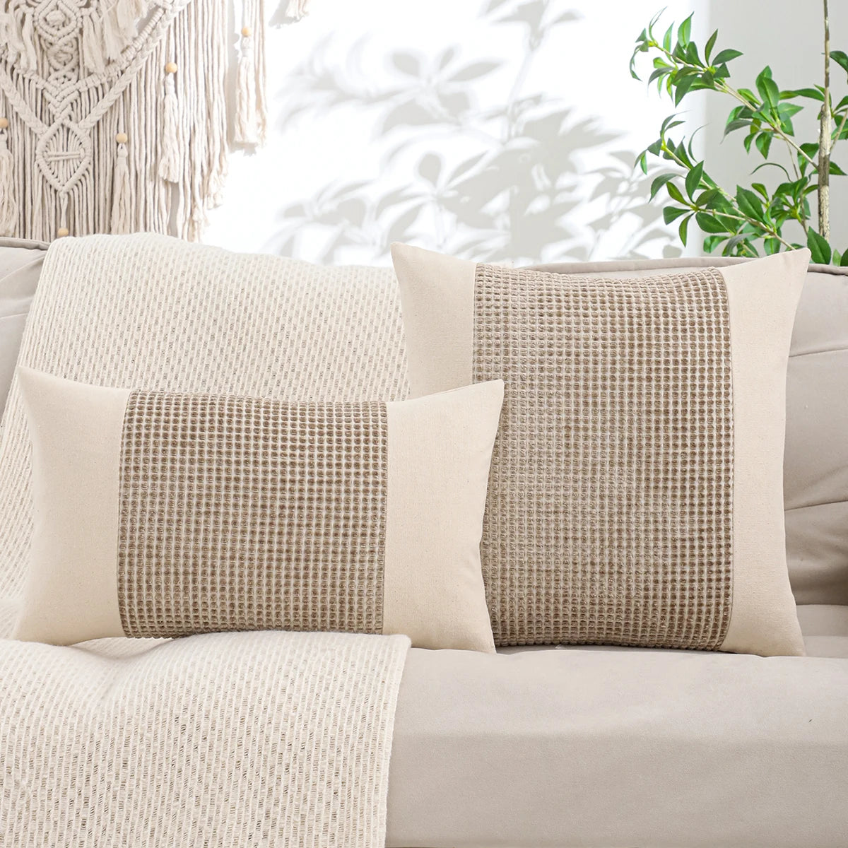 Canvas Jacquard Throw Pillow Cover