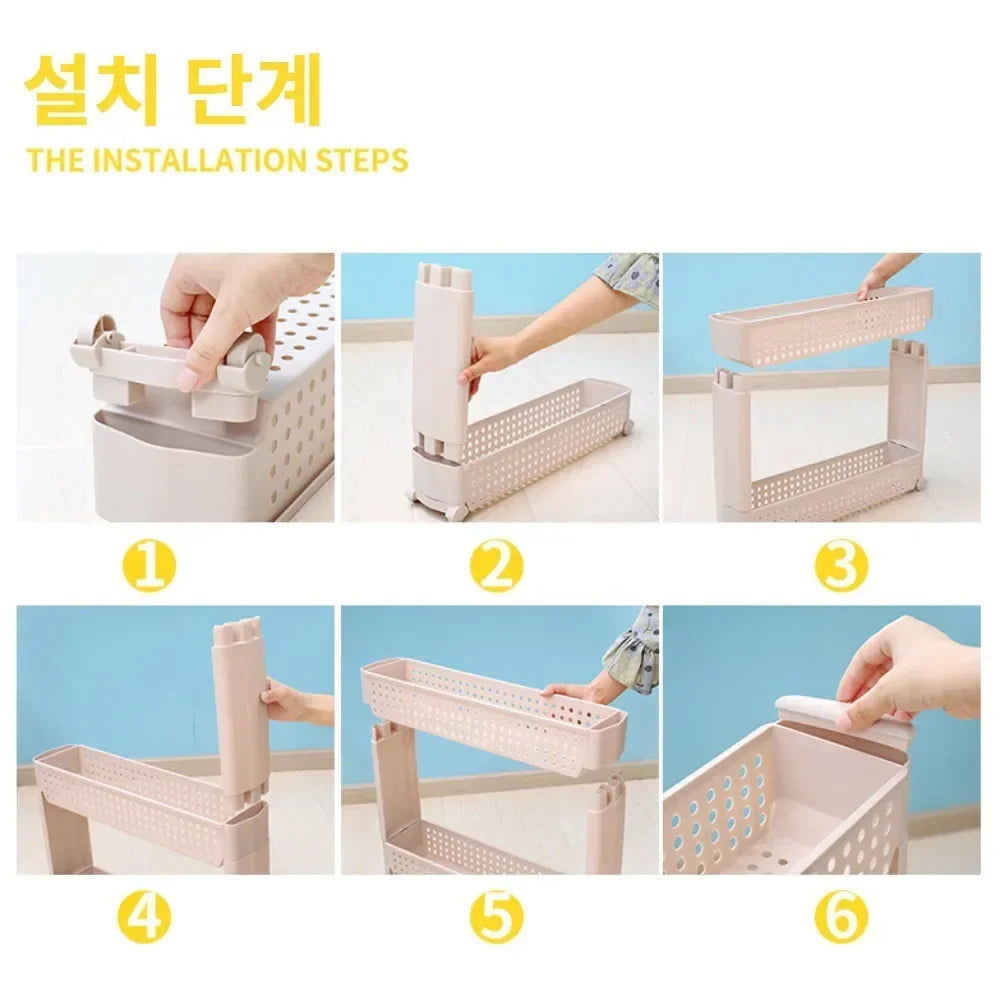 Multi-Layer Movable Storage Rack – Sleek & Space-Saving Organizer