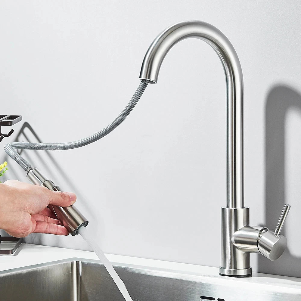Black Pull-Out Kitchen Sink Faucet – Dual Function Hot & Cold