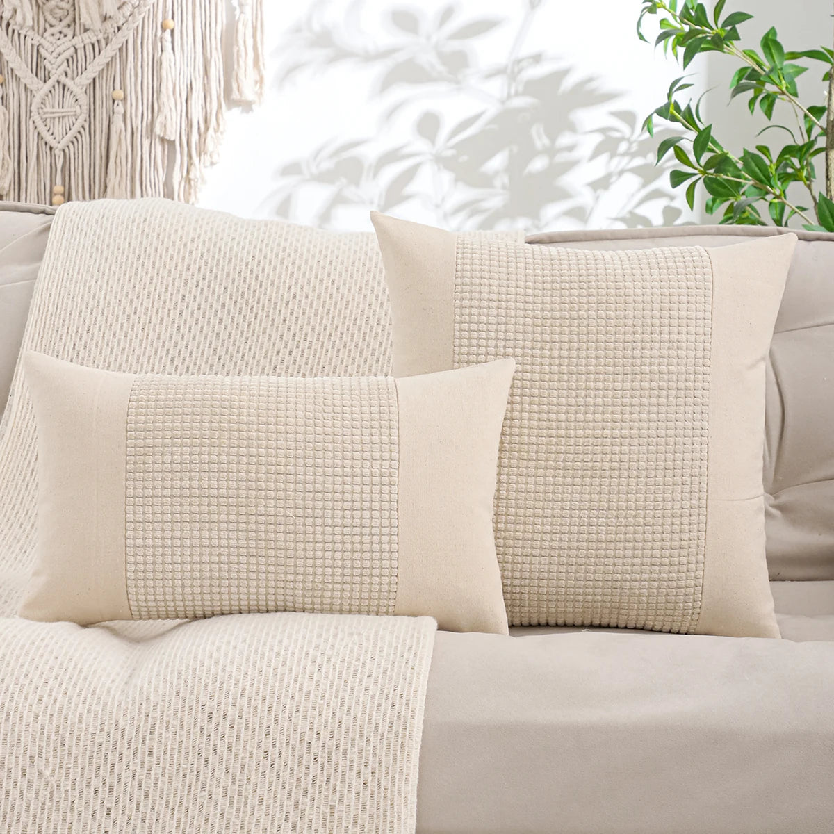 Canvas Jacquard Throw Pillow Cover
