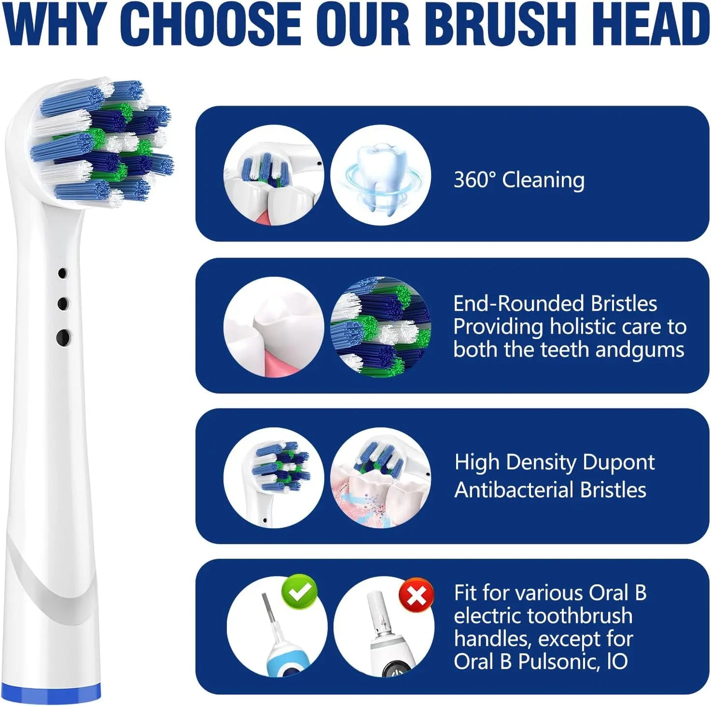 16/20PCS Brush Head nozzles for Oral B Electric Toothbrush Replacement Head Refill Sensitive Floss Cross Action (Not for iO)