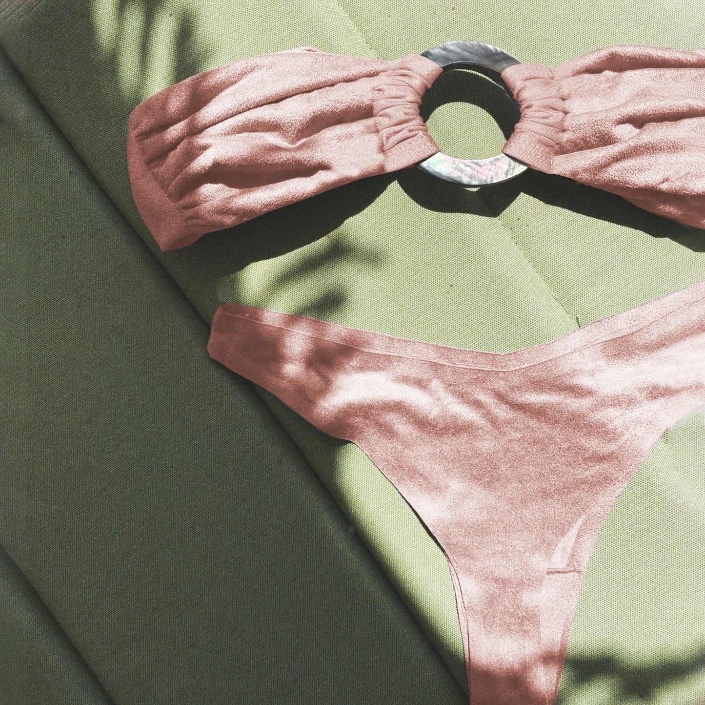 Sexy Shiny Button Bandeau Bikini