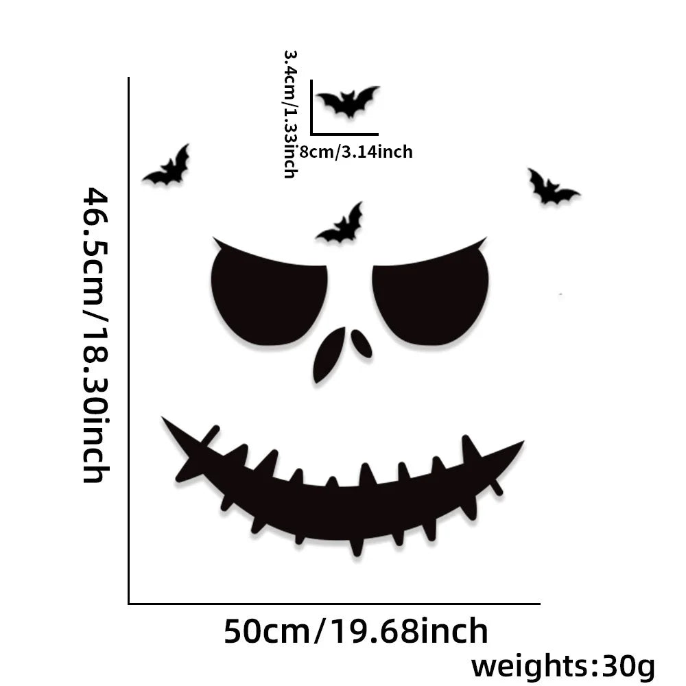 Halloween Room & Window Stickers Skeleton, Pumpkin & Ghost DIY Decor