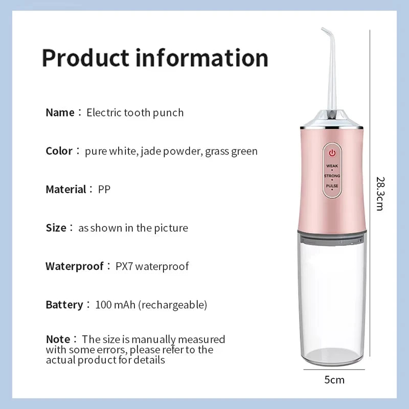 2025 Portable Water Flosser Oral Irrigator - Cordless IPX7 Waterproof Dental Jet Teeth Cleaner w/ 4 Tips, USB Rechargeable