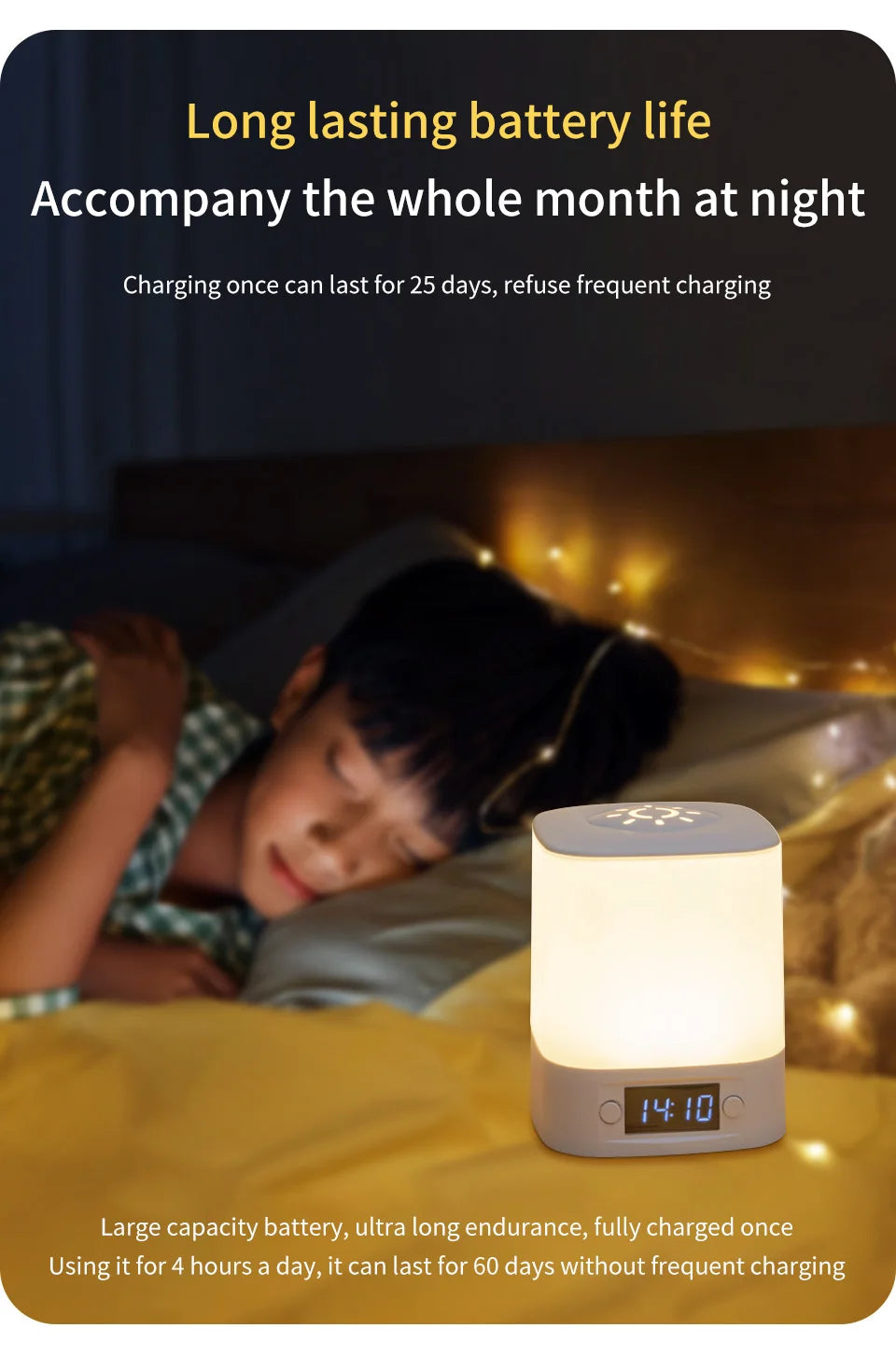 LED Night Lamp with Clock Display