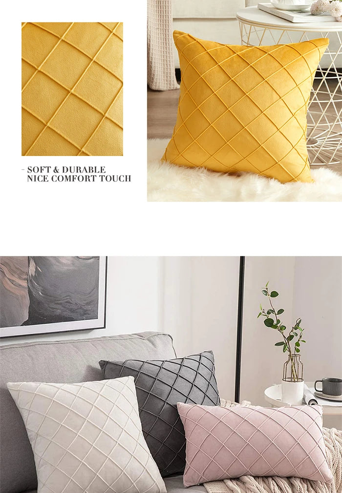 Velvet Cushion Covers – Dark Gray Plaid