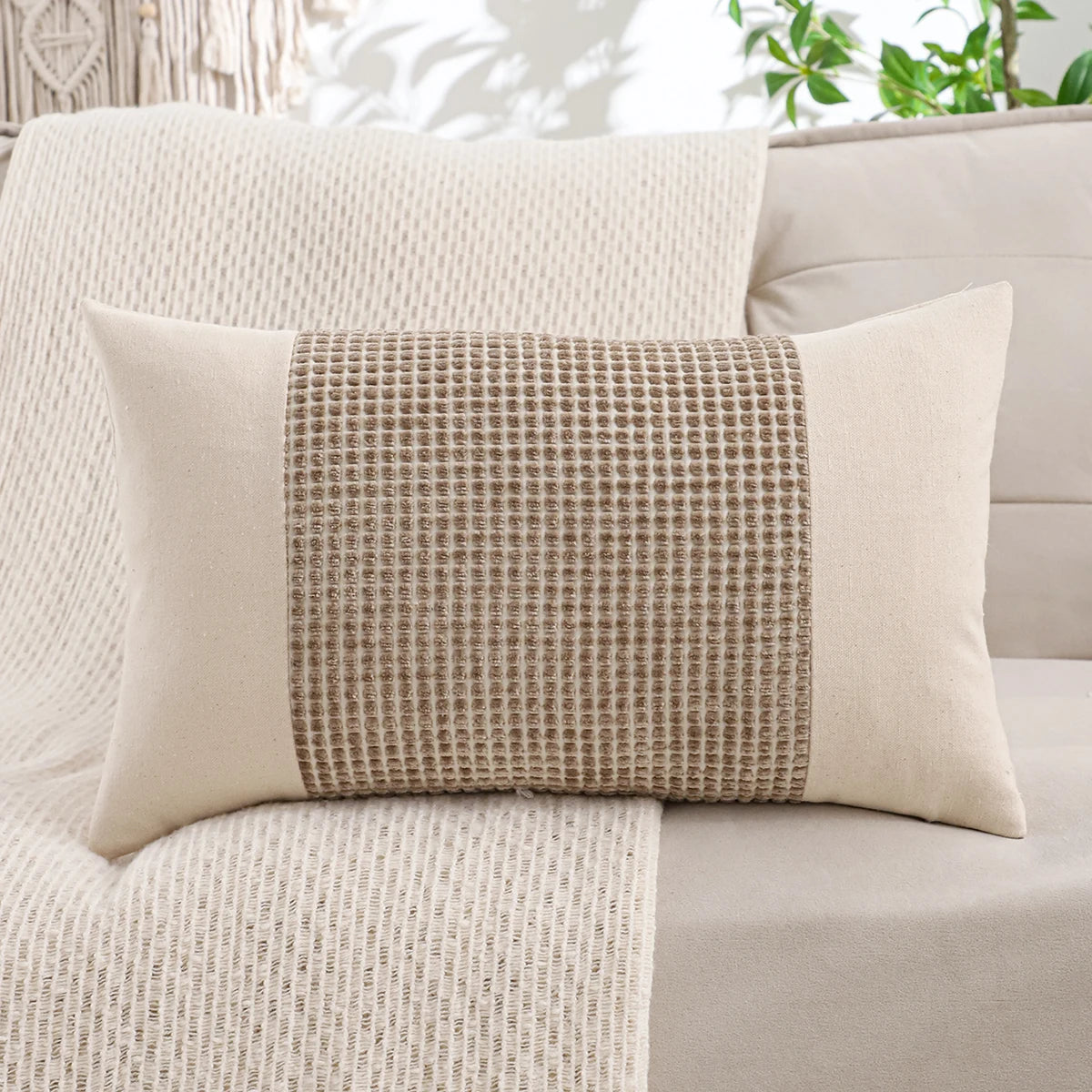 Canvas Jacquard Throw Pillow Cover