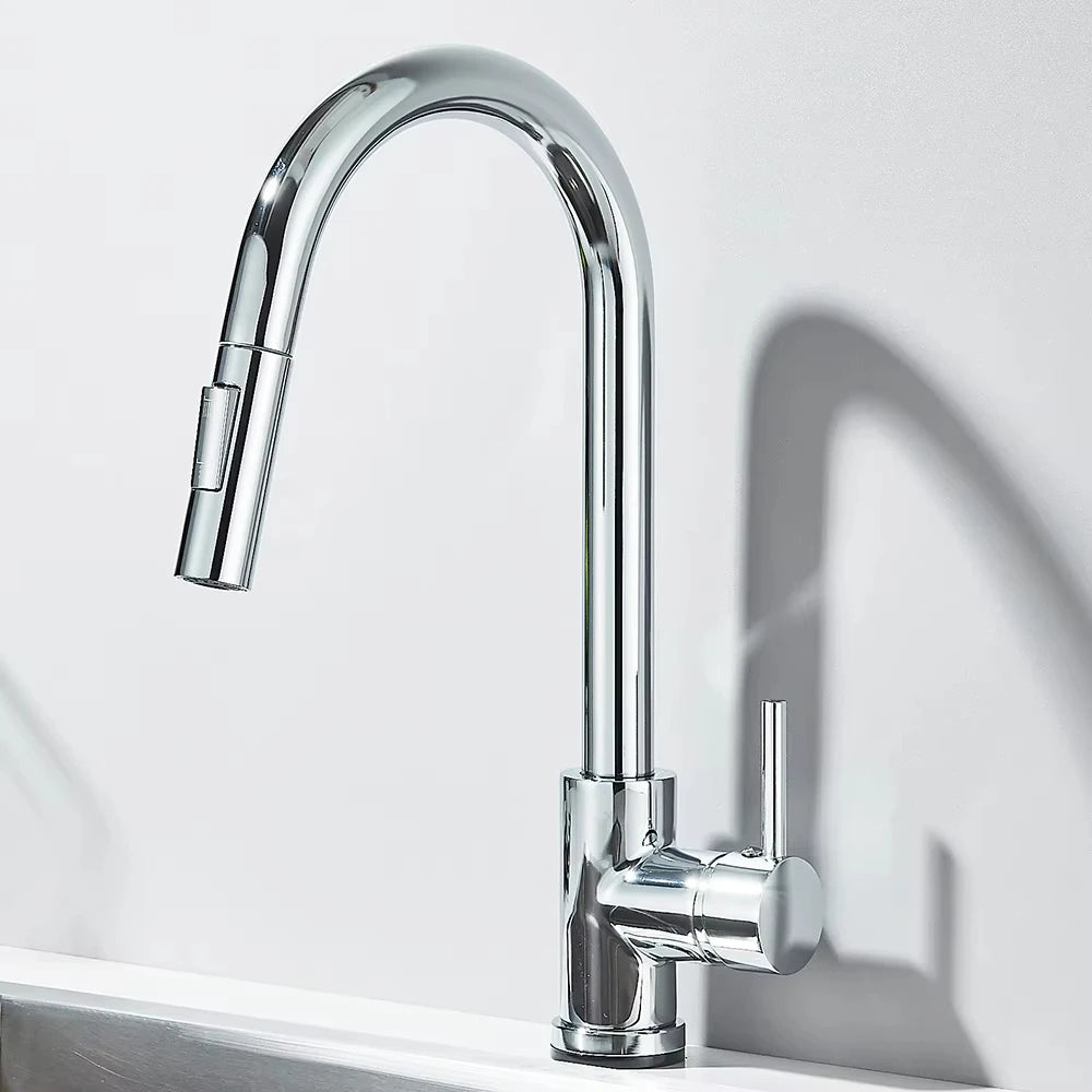 Black Pull-Out Kitchen Sink Faucet – Dual Function Hot & Cold
