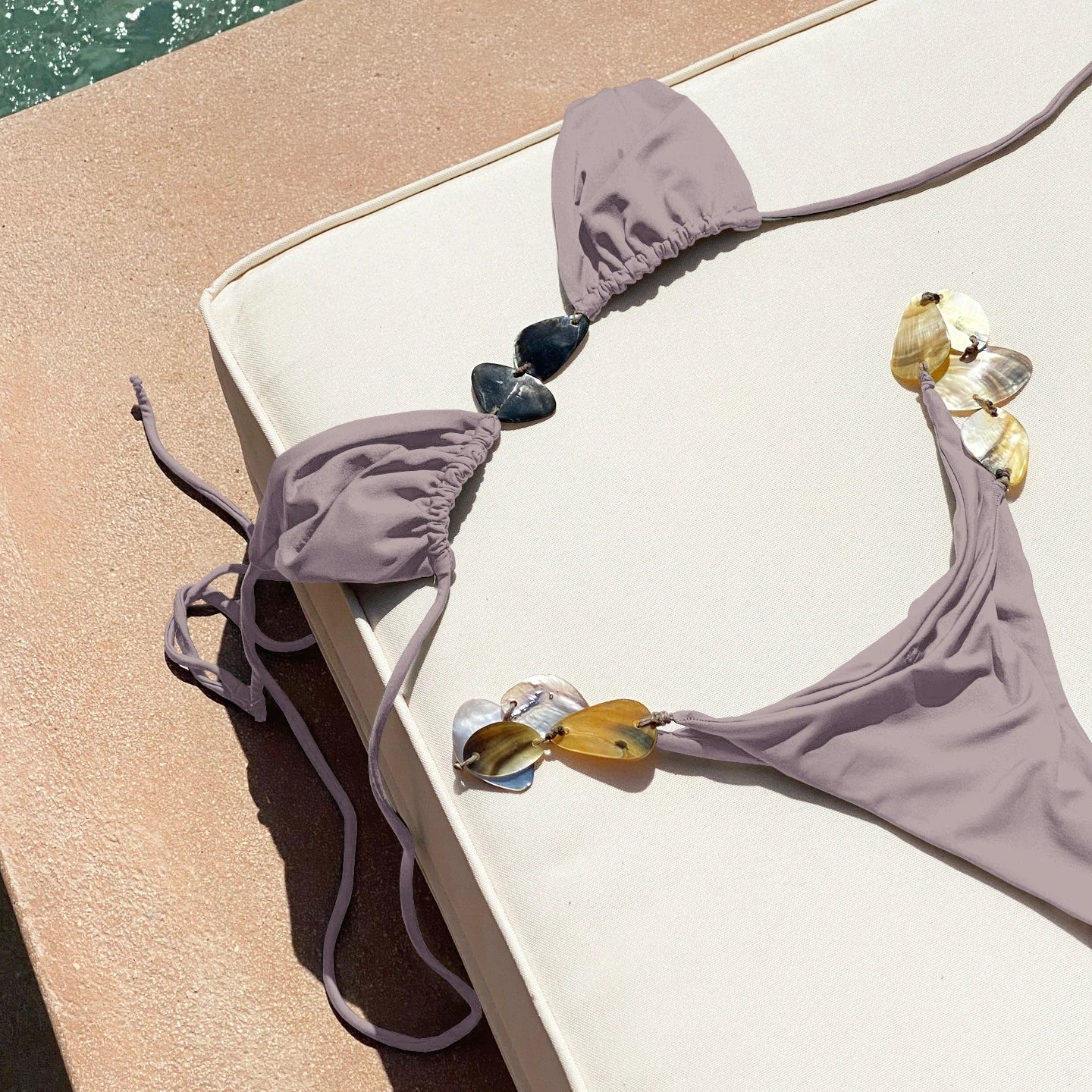 Sexy Shiny Button Bandeau Bikini