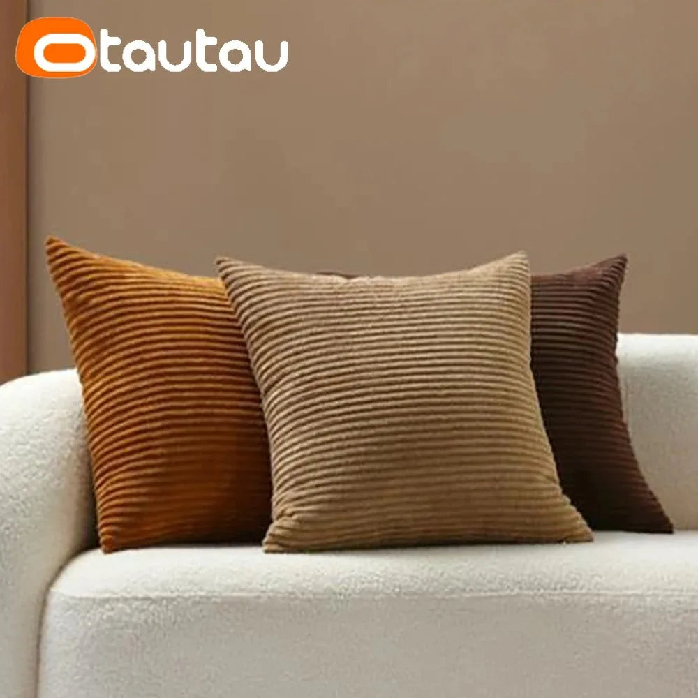 Cotton Corduroy Throw Pillow Cover by OTAUTAU
