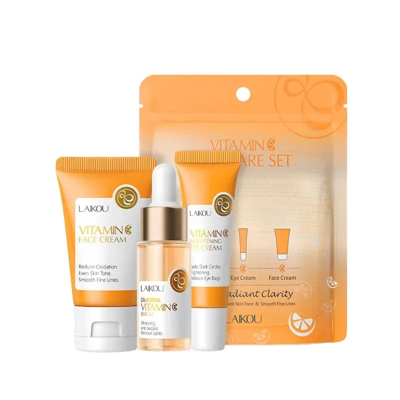 LAIKOU 3pcs Vitamin C Sakura Snail Essence Skincare Set