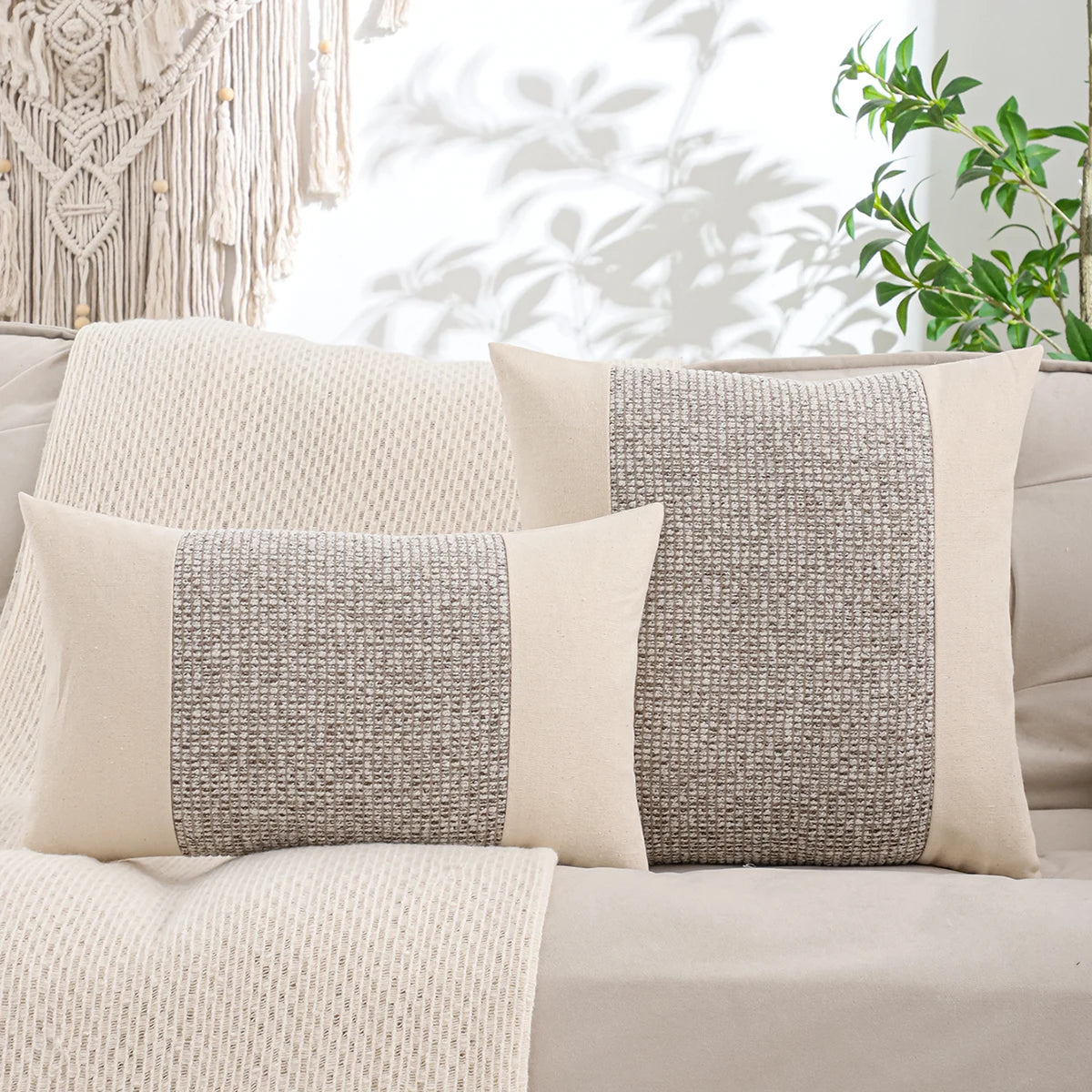 Canvas Jacquard Throw Pillow Cover