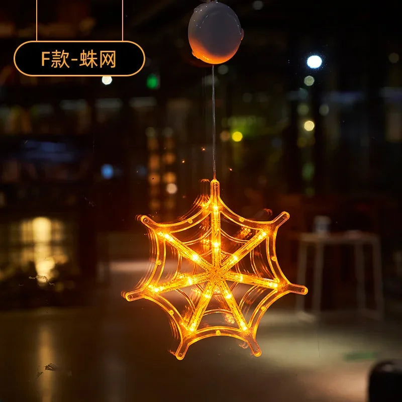 Halloween Pumpkin & Ghost Window Light – Battery Operated Hanging Decor