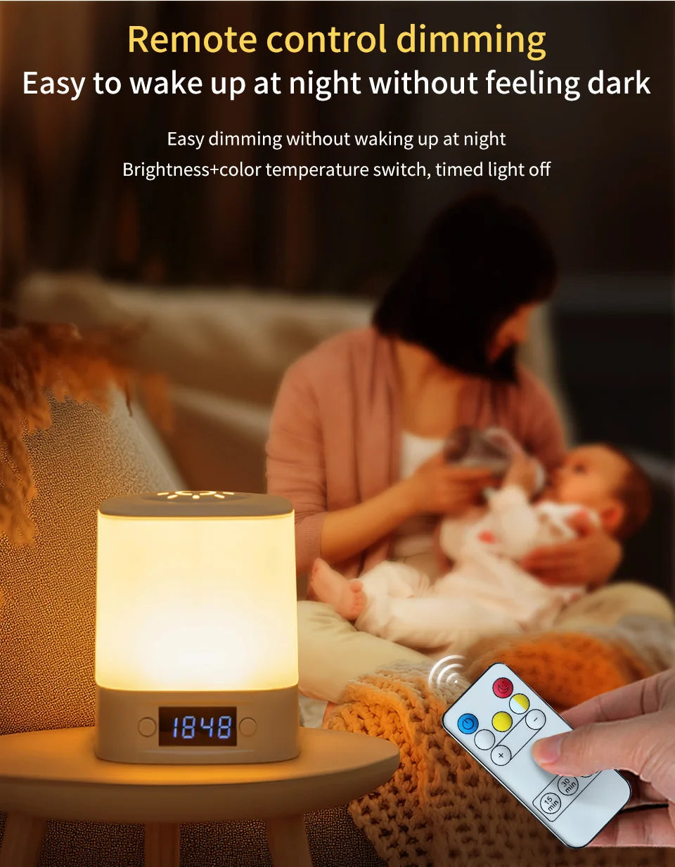 LED Night Lamp with Clock Display