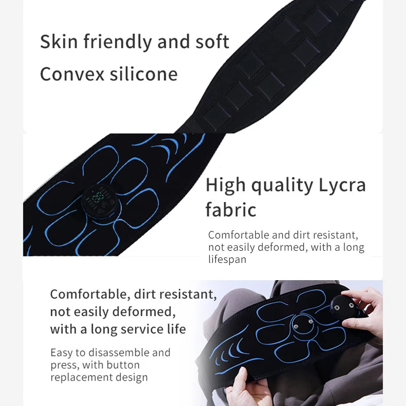 EMS Muscle Stimulator Abdominal Toning Belt Smart Muscle Toner Recharge Body Shaping Massage Belt Weight Loss Fitness Equipment